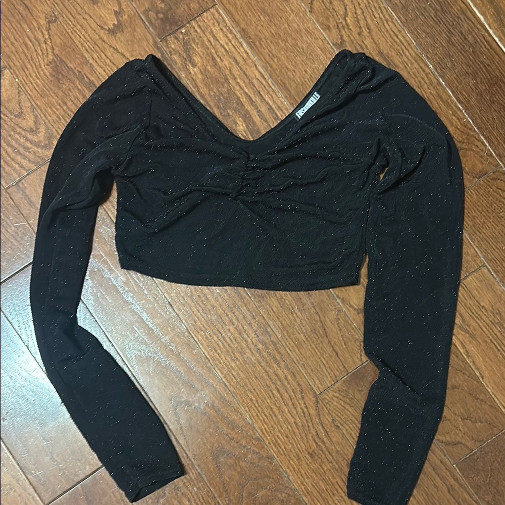 Black Glitter Crop Top